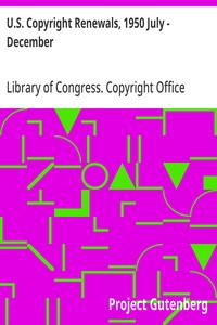 U.S. Copyright Renewals, 1950 July - December — Library of Congress. Copyright Office cover