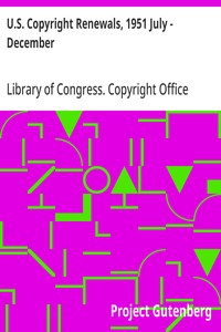 U.S. Copyright Renewals, 1951 July - December — Library of Congress. Copyright Office cover