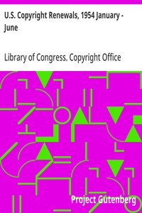 U.S. Copyright Renewals, 1954 January - June — Library of Congress. Copyright Office cover