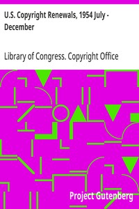 U.S. Copyright Renewals, 1954 July - December — Library of Congress. Copyright Office cover
