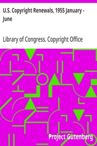 U.S. Copyright Renewals, 1955 January - June — Library of Congress. Copyright Office cover