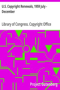 U.S. Copyright Renewals, 1959 July - December — Library of Congress. Copyright Office cover