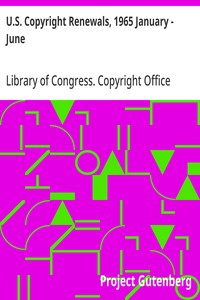U.S. Copyright Renewals, 1965 January - June — Library of Congress. Copyright Office cover