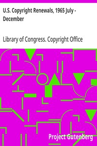 U.S. Copyright Renewals, 1965 July - December — Library of Congress. Copyright Office cover
