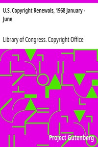 U.S. Copyright Renewals, 1968 January - June — Library of Congress. Copyright Office cover