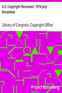 U.S. Copyright Renewals, 1974 July - December — Library of Congress. Copyright Office cover