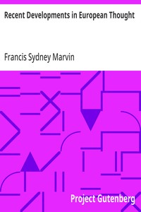 Recent Developments in European Thought — Anonymous cover