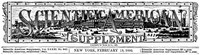Scientific American Supplement, No. 841, February 13, 1892 — Various cover