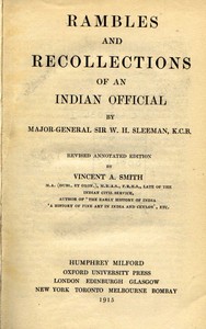 Rambles and Recollections of an Indian Official — W. H. (William Henry), Sir Sleeman cover