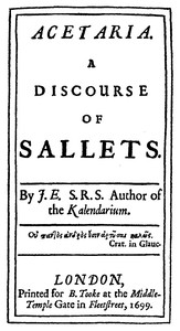 Acetaria: A Discourse of Sallets — John Evelyn cover