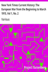 New York Times Current History: The European War from the Beginning to March 1915, Vol 1, No. 2: Who Began the War, and Why? — Various cover