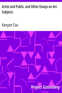 Artist and Public, and Other Essays on Art Subjects — Kenyon Cox cover