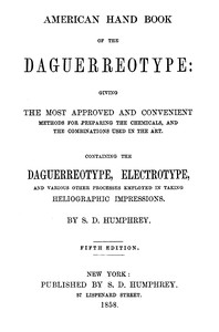 American Hand Book of the Daguerreotype — S. D. (Samuel Dwight) Humphrey cover