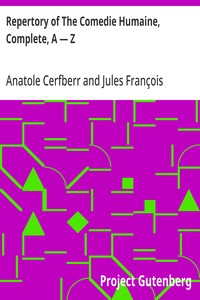 Repertory of The Comedie Humaine, Complete, A — Z — Anatole Cerfberr cover