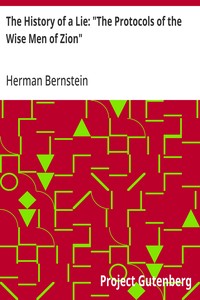 The History of a Lie: "The Protocols of the Wise Men of Zion" — Herman Bernstein cover