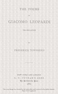 The Poems of Giacomo Leopardi — Giacomo Leopardi cover