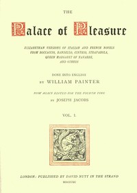 The Palace of Pleasure, Volume 1 — Anonymous cover