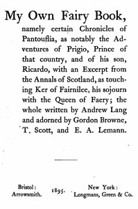 Prince Prigio: From "His Own Fairy Book" — Andrew Lang cover