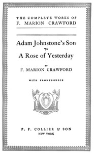 Adam Johnstone's Son — F. Marion (Francis Marion) Crawford cover