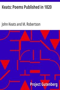Keats: Poems Published in 1820 — John Keats cover
