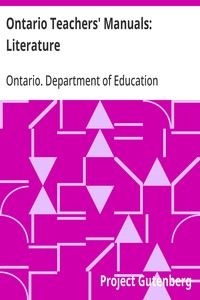 Ontario Teachers' Manuals: Literature — Ontario. Department of Education cover