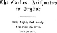 The Earliest Arithmetics in English — Anonymous cover