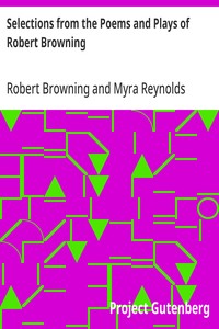 Selections from the Poems and Plays of Robert Browning — Robert Browning cover