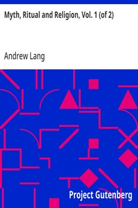 Myth, Ritual and Religion, Vol. 1 (of 2) — Andrew Lang cover