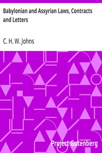 Babylonian and Assyrian Laws, Contracts and Letters — C. H. W. (Claude Hermann Walter) Johns cover