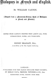 Dialogues in French and English — William Caxton cover