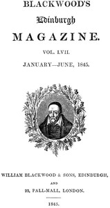 Blackwood's Edinburgh Magazine — Volume 57, No. 351, January 1845 — Various cover