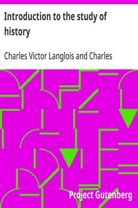 Introduction to the study of history — Charles Seignobos cover