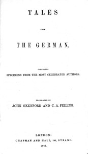 Tales from the German, Comprising specimens from the most celebrated authors — Anonymous cover