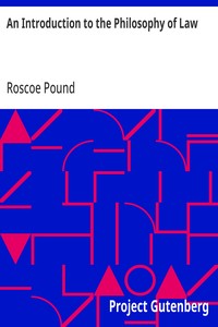 An Introduction to the Philosophy of Law — Roscoe Pound cover