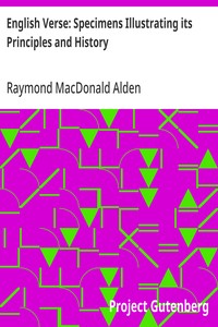 English Verse: Specimens Illustrating its Principles and History — Raymond MacDonald Alden cover