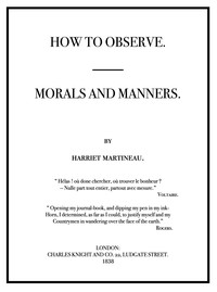 How to Observe: Morals and Manners — Harriet Martineau cover