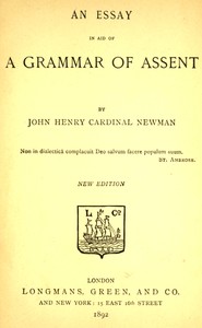 An Essay in Aid of a Grammar of Assent — John Henry Newman cover