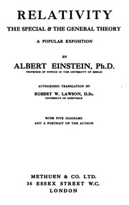 Relativity: The Special & the General Theory: A Popular Exposition, 3rd ed. — Albert Einstein cover