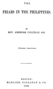 The Friars in the Philippines — Ambrose Coleman cover