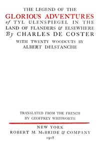 The Legend of the Glorious Adventures of Tyl Ulenspiegel in the land of Flanders and elsewhere — Charles de Coster cover