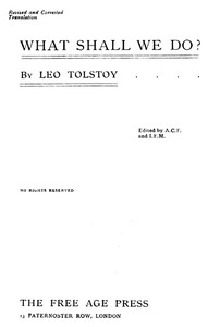 What Shall We Do? — Leo, graf Tolstoy cover