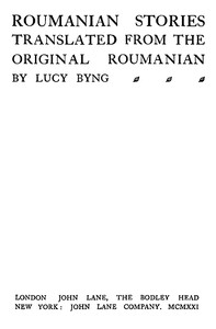 Roumanian Stories, Translated from the Original Roumanian cover
