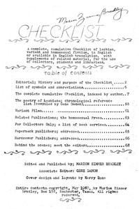 Checklist: A complete, cumulative Checklist of lesbian, variant and homosexual fiction, in English or available in English translation, with supplements of related material, for the use of collectors, students and librarians. — Anonymous cover