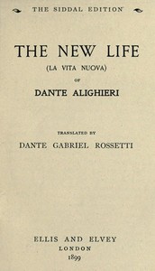 The New Life (La Vita Nuova) cover