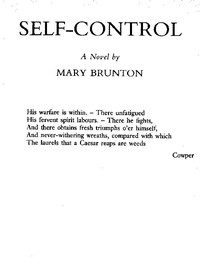 Self-control: A Novel — Mary Brunton cover