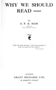 Why we should read-- — S. P. B. (Stuart Petre Brodie) Mais cover