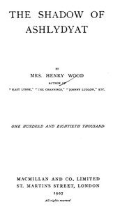 The Shadow of Ashlydyat — Henry, Mrs. Wood cover