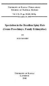 Speciation in the Brazilian Spiny Rats — João Moojen cover