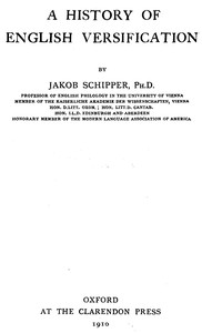 A History of English Versification — J. (Jakob) Schipper cover