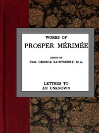 Letters to an Unknown — Prosper Mérimée cover